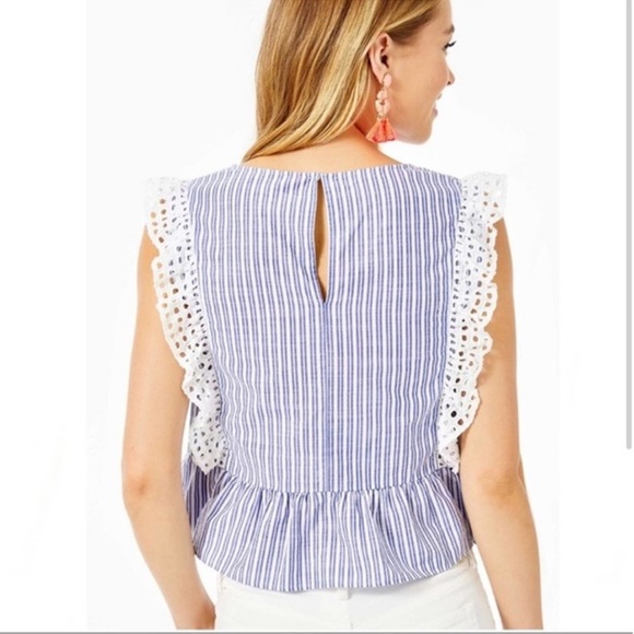 Lilly Pulitzer Blue and White Striped Blouse - Picture 2 of 16